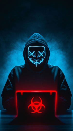 Hacker Red Light Up Laptop 3d Wallpaper