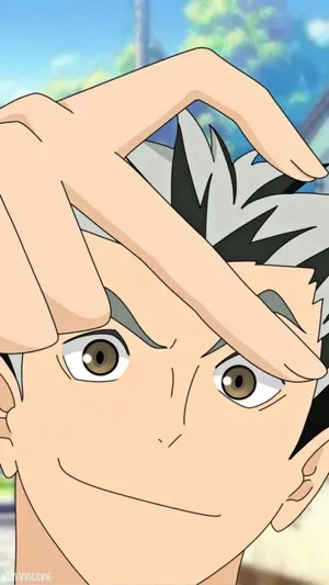 Haikyuu Character Smiling With Hand Gesture Wallpaper