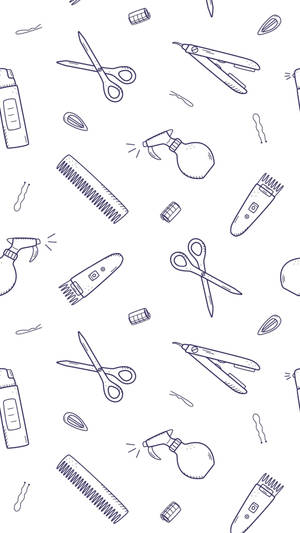 Hair Salon Tools Aesthetic Doodle Wallpaper