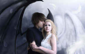 Half Angel Half Demon Couple Wallpaper