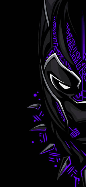 Half-face Black Panther Dark Purple Iphone Wallpaper