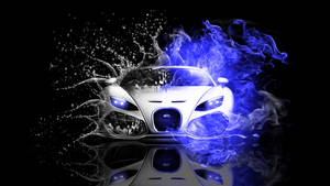Half Water And Blue Fire Car Wallpaper