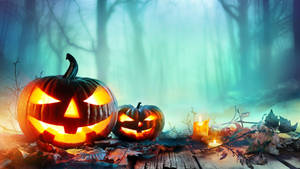 Halloween Aesthetic Pc Hazy Blue Wallpaper