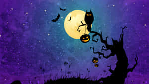 Halloween Design Purple Bat Desktop Wallpaper