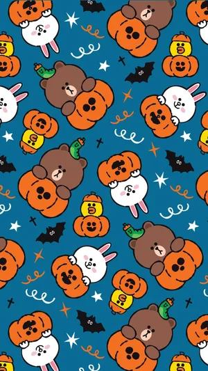 Halloween Pattern Line Friends Wallpaper