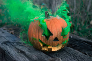Halloween Pumpkin Green Smoke Wallpaper