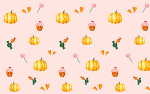Halloween Pumpkin Plain Pink Wallpaper