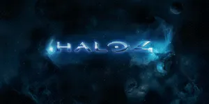 Halo 4 Logo Glowing Against A Blue Nebula Wallpaper
