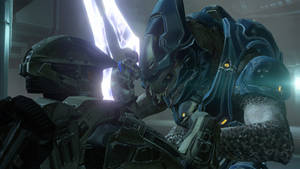 Halo 4 Spartan Warrior Fighting Elite Wallpaper