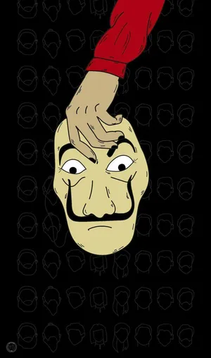 Hand Holding Money Heist Mask Wallpaper