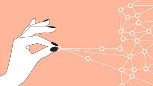 Hand Interacting With Database Wallpaper