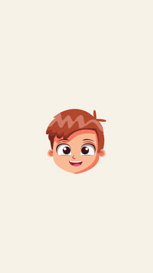 Handsome Boy Cartoon Head With Brown Hair Wallpaper