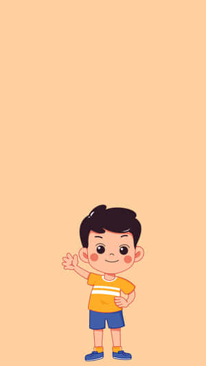 Handsome Boy Cartoon In Yellow And Blue Wallpaper