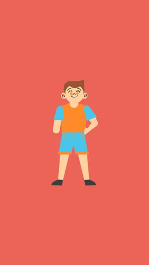 Handsome Boy Cartoon Wearing Orange And Blue Wallpaper