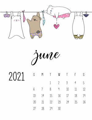 Hanging Bears June Calendar 2021 Wallpaper