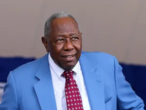 Hank Aaron Wearing Blue Suit Wallpaper