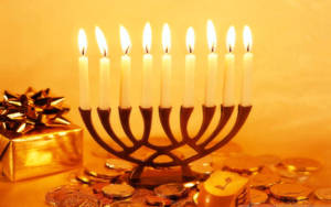 Hanukkah Candles And Coins Wallpaper