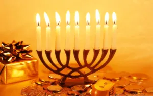 Hanukkah Candles And Coins Wallpaper