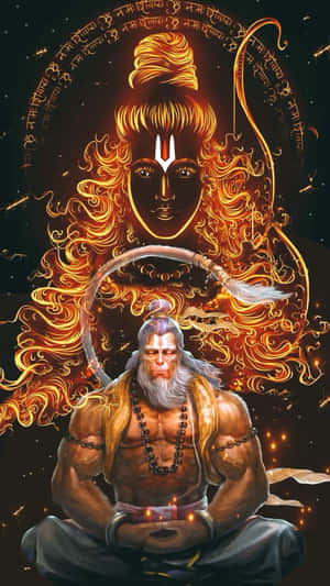 Hanuman Meditationand Cosmic Form Wallpaper