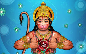 Hanuman Opening Heart With Flowers 4k Hd Wallpaper