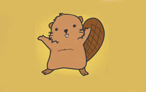 Happy Beaver Cartoon Illustration Wallpaper