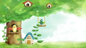 Happy Bird Drawing Desktop Wallpaper