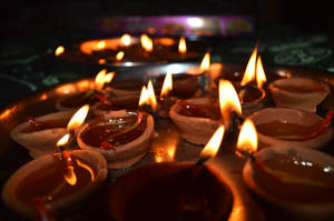 Happy Diwali Oil Lamps Wallpaper