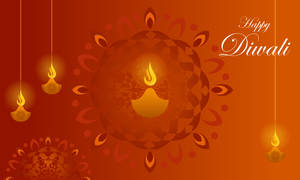 Happy Diwali Orange Oil Lamps Wallpaper