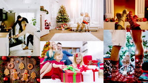 Happy Family Christmas Collage Wallpaper