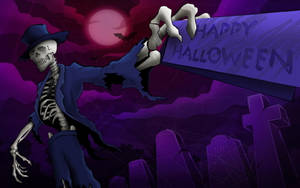 Happy Halloween Skeleton Desktop Wallpaper