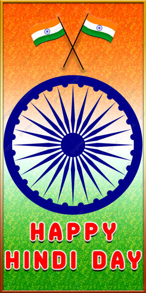Happy Hindi Day With Indian Flags Wallpaper