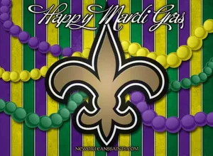 Happy Mardi Gras With Logo Poster Wallpaper