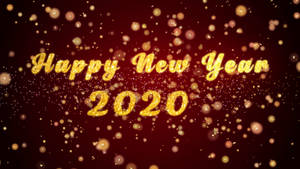 Happy New Year 2020 Greeting Card Text With Sparkling Wallpaper