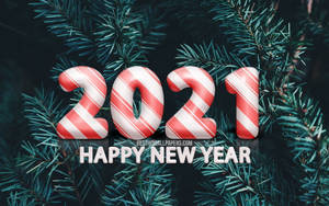 Happy New Year 2021 Candy Cane Inspired Wallpaper