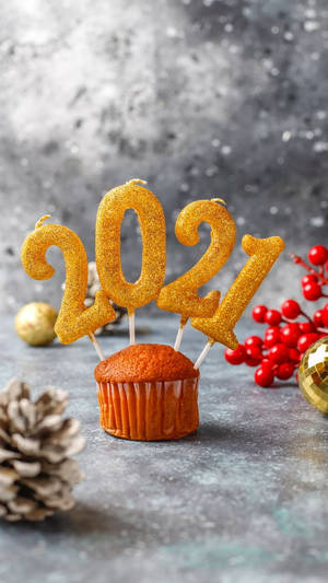 Happy New Year 2021 Cupcake Wallpaper