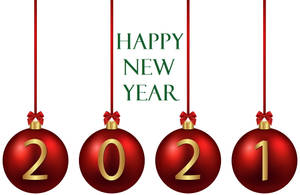 Happy New Year 2021 Greeting With Christmas Balls Wallpaper