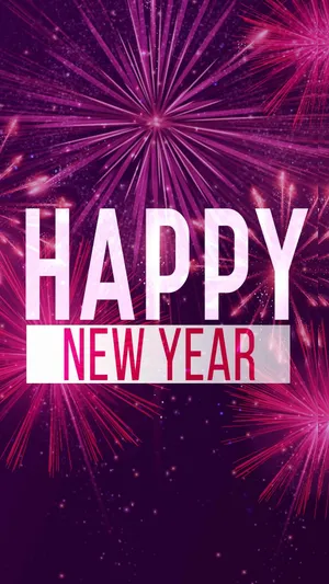 Happy New Year Purple Fireworks Iphone Wallpaper