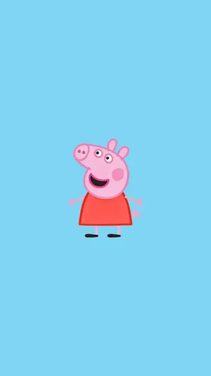 Happy Peppa Pig Phone Blue Background Wallpaper