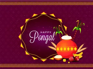 Happy Pongal Purple Poster Wallpaper