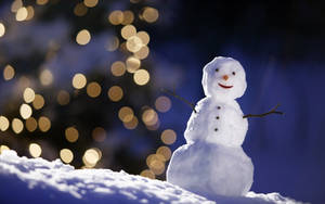 Happy Snow Aesthetic Snowman Wallpaper