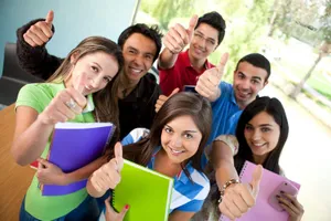Happy Students Giving Thumbs Up Wallpaper
