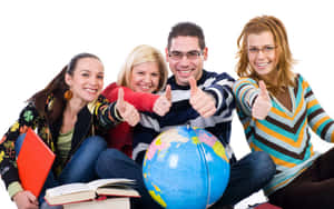 Happy Students Giving Thumbs Up Wallpaper