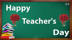 Happy Teachers' Day Books And Roses Wallpaper