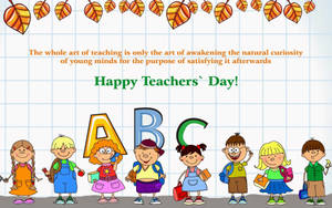 Happy Teachers' Day Cartoon Pupils Wallpaper