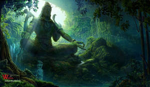 Har Har Mahadev Forest Statue Wallpaper