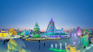 Harbin Colorful Ice Structures Wallpaper