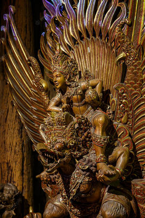 Hardcarved Wooden Garuda Statue Wallpaper