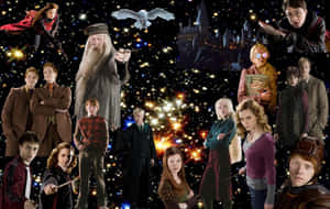 Harry Potter All Characters Sparkling Art Wallpaper