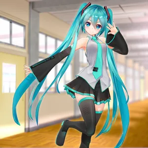 Hatsune Miku In Hallway Wallpaper