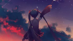 Hatsune Miku In Sunset Wallpaper